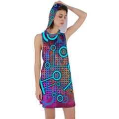 Abstract Tech Galaxy Design Racer Back Hoodie Dress by ExtraGoodSauce