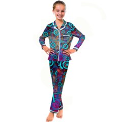 Abstract Tech Galaxy Design Kids  Satin Long Sleeve Pajamas Set by ExtraGoodSauce