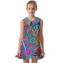 Abstract Tech Galaxy Design Kids  Pilgrim Collar Ruffle Hem Dress by ExtraGoodSauce