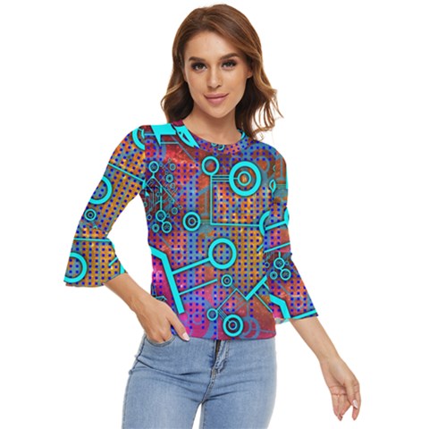 Abstract Tech Galaxy Design Bell Sleeve Top by ExtraAwesomeSauce