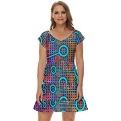 Abstract Tech Galaxy Design Short Sleeve Tiered Mini Dress by ExtraGoodSauce