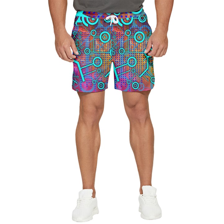 Abstract Tech Galaxy Design Men s Runner Shorts