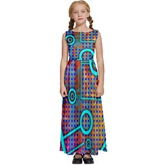 Abstract Tech Galaxy Design Kids  Satin Sleeveless Maxi Dress by ExtraGoodSauce