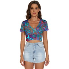 Abstract Tech Galaxy Design V-neck Crop Top by ExtraGoodSauce