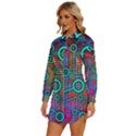 Abstract Tech Galaxy Design Womens Long Sleeve Shirt Dress View2