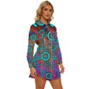 Abstract Tech Galaxy Design Womens Long Sleeve Shirt Dress View3