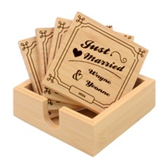 Personalized Wedding Family Any Text Name Bamboo Coaster Set