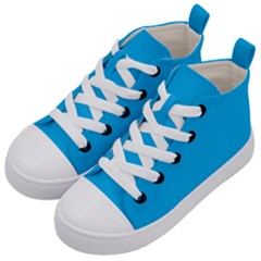 A Blue Sky With A Plane Flying In The Sky Kids  Mid-top Canvas Sneakers by catchydesignhill