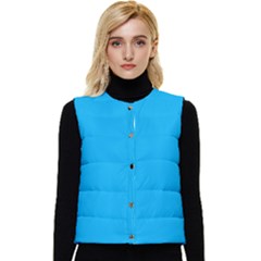 A Blue Sky With A Plane Flying In The Sky Women s Button Up Puffer Vest by catchydesignhill