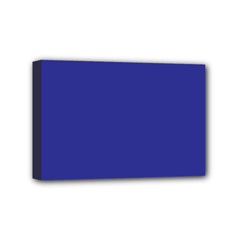 A Blue Wall With A Clock On It Mini Canvas 6  X 4  (stretched) by catchydesignhill