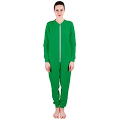 A Green Background With A White Border Onepiece Jumpsuit (ladies)