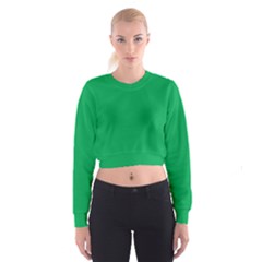 A Green Background With A White Border Cropped Sweatshirt