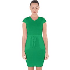 A Green Background With A White Border Capsleeve Drawstring Dress  by catchydesignhill