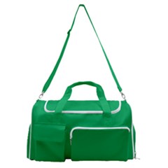 A Green Background With A White Border Sports Gym Duffle Bag With Shoe Compartment by catchydesignhill