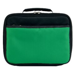 A Green Background With A White Border Lunch Bag