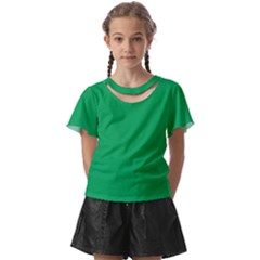 A Green Background With A White Border Kids  Front Cut T-shirt by catchydesignhill