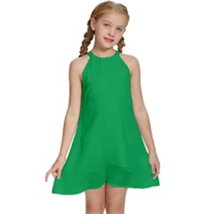 A Green Background With A White Border Kids  Halter Collar Waist Tie Chiffon Dress by catchydesignhill