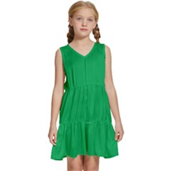 A Green Background With A White Border Kids  Sleeveless Tiered Mini Dress by catchydesignhill