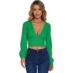 A Green Background With A White Border Long Sleeve Deep-v Velour Top by catchydesignhill