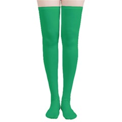 A Green Background With A White Border Thigh High Stockings by catchydesignhill