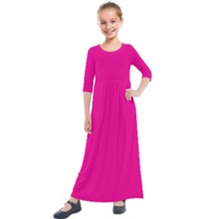 A Pink Background With A Black Border Kids  Quarter Sleeve Maxi Dress by catchydesignhill