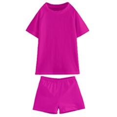 A Pink Background With A Black Border Kids  Swim T-shirt And Shorts Set by catchydesignhill