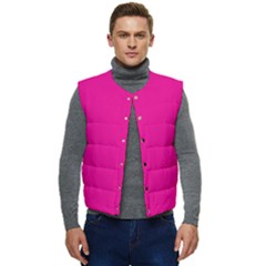 A Pink Background With A Black Border Men s Button Up Puffer Vest	