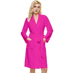 A Pink Background With A Black Border Long Sleeve Velvet Robe