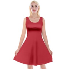 A Red Background With A White Border Reversible Velvet Sleeveless Dress