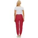 A Red Background With A White Border Women s Cropped Drawstring Pants View4