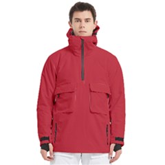 A Red Background With A White Border Men s Pullover Zip Ski And Snowboard Waterproof Breathable Jacket by catchydesignhill