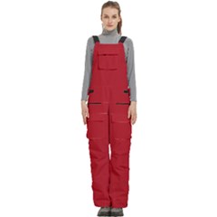 A Red Background With A White Border Women s Side Zip Front Pouch Ski And Snowboard Bib Pants	 by catchydesignhill