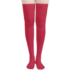 A Red Background With A White Border Thigh High Stockings by catchydesignhill