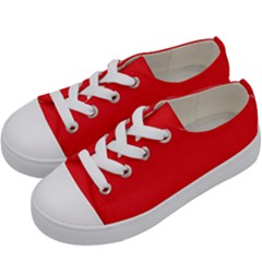 A Red Background With A White Border Kids  Low Top Canvas Sneakers by catchydesignhill