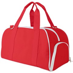 A Red Background With A White Border Burner Gym Duffle Bag by catchydesignhill