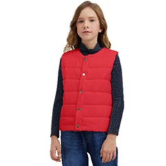 A Red Background With A White Border Kid s Button Up Puffer Vest	