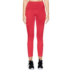 A Red Background With A White Border Pocket Leggings  by catchydesignhill