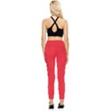 A Red Background With A White Border Pocket Leggings  View2