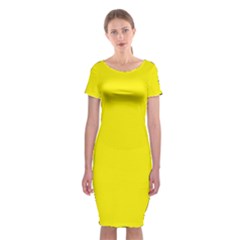 A Yellow Background With A Black Border Classic Short Sleeve Midi Dress by catchydesignhill