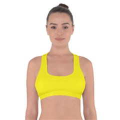 A Yellow Background With A Black Border Cross Back Sports Bra by catchydesignhill