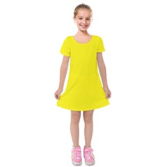 A Yellow Background With A Black Border Kids  Short Sleeve Velvet Dress