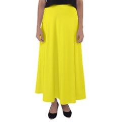 A Yellow Background With A Black Border Flared Maxi Skirt