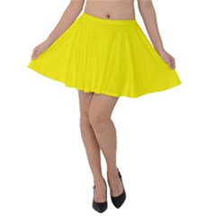 A Yellow Background With A Black Border Velvet Skater Skirt