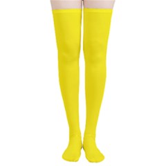 A Yellow Background With A Black Border Thigh High Stockings by catchydesignhill