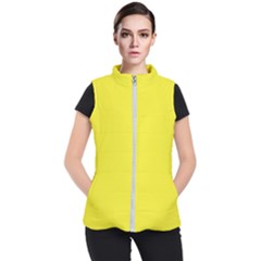 A Yellow Background With A Black Border Women s Puffer Vest