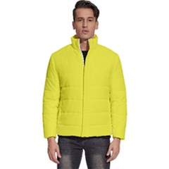 A Yellow Background With A Black Border Men s Puffer Bubble Jacket Coat by catchydesignhill