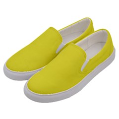 A Yellow Background With A Black Border Men s Canvas Slip Ons by catchydesignhill