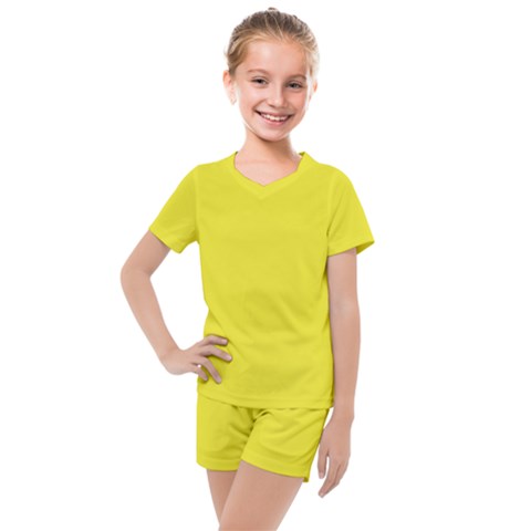 A Yellow Background With A Black Border Kids  Mesh T-shirt And Shorts Set by catchydesignhill