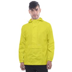 A Yellow Background With A Black Border Men s Front Pocket Pullover Windbreaker