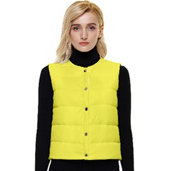 A Yellow Background With A Black Border Women s Button Up Puffer Vest